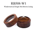 Walnut wood ring box with window lid and single slot brown lining for wedding ceremony - Transparent Window Lid-Single Slot-Brown Velvet