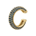 Close-up of gold-plated ear cuff featuring triple rows of micro-paved blue zircons - Gold Sea Blue Zircon (1PC)