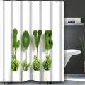 Minimalistischer weißer Duschvorhang mit grünem LOVE-Buchstaben-Pflanzenmotiv - LOVE Pflanze / 90*180cm