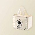Crème geïsoleerde lunchtas met zwart kattenpatroon en stevige handvatten aan de top - Horizontaal Beige Kattenkop