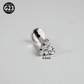 G23 titanium labret sieraad met 4,3 mm zirkonia cluster voor oorpiercing en lipring - Driehoekige cluster / Zilver