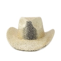 Cappello da cowboy con paillettes color oro champagne per feste e spettacoli jazz di lusso - M (56-58cm) / Parte superiore a goccia / Oro