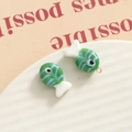 Cute green and blue handmade glass fish charms for DIY earrings and bracelet jewelry making - 3D Color Matching Fish / Emerald Green and Blue