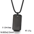 Zwarte roestvrijstalen rechthoekige militaire tag ketting met spiegelglans afwerking - Met 60cm Slangenketting (KN287863) / Zwart