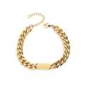 Bracciale ID dorato a maglia cubana con piastra metallica e chiusura a moschettone - Bracciale / Oro
