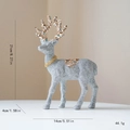 Silver glitter Christmas elk figurine with champagne sequins and beads, 21cm height - Style B Silver Reindeer