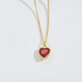Elegant gold necklace with a vibrant red heart-shaped zircon pendant for women - Red