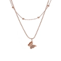 Zweilagige roségoldene Schmetterlingskette mit Perlenkette und Sandstrahl-Finish - Roségold