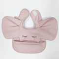 Waterproof baby feeding bib in light pink with cute eyelash embroidery and wing details - Wings - Pink Elephant / One Size