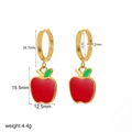 18k gold plated heart-shaped apple hoop earrings with red enamel for women fashion - Apple Shape (TE60098)