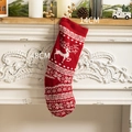Classic 48cm red knitted Christmas stocking with white reindeer and snowflake patterns - Large Red and White Reindeer Style / 14x48cm / Red