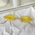 Retro oversized oval sunglasses with gold metal frame and translucent yellow lenses - Small Oval Yellow