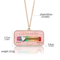Detailed view of rainbow slider necklace with CUNT-O-METER engraving and dimensions - Mood Meter Necklace Pink