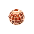 Macro shot of rose gold copper sphere bead with pave orange crystals for DIY jewelry - 6mm / Rose Gold Garnet Red