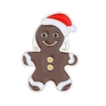 Cartoon gingerbread man enamel brooch with red Christmas hat on white background - 06 White K Gingerbread Man