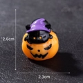 Miniature resin black cat with purple wizard hat on orange pumpkin halloween decor - Style 9 Pumpkin Cat