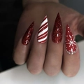 JP3461-Red White Snowflake Stiletto