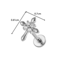 Clou de cartilage croix en acier argenté serti de quatre zircons ronds clairs - Style Croix (2610-4# Argent)