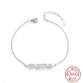Bracciale mama in argento sterling S925 con zirconi micro-pavé e catena regolabile fine - Argento