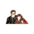 Twilight movie characters enamel pin with Edward and Bella in polished gold plating - Black Jacket and Red Outfit Style (QHXZ1992)