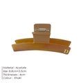 Elegante pinza de pelo de acetato caqui con detalle de D dorada para mujer - Marrón