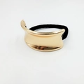 Polished golden alloy hair tie with black elastic band for elegant ponytail styling - Polished Glossy Curved (Hair Tie 42)
