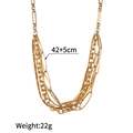 Golden multi-layer stainless steel necklace featuring a 42+5cm chain design and 22g weight - JZN2154-wc Necklace