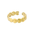 Anello aperto in acciaio inossidabile placcato oro 18k con design a cuori - Stile Cuore Continuo