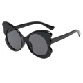 Oversized butterfly sunglasses in glossy black frame with dark grey tinted lenses - Glossy Black Grey Lens