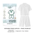 Disposable white travel pajama set with V-neck top and shorts in portable packaging - One Size / White Pajama Set