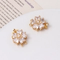 Macro shot of gold-plated flower clasp with heart-shaped zircon for DIY jewelry making - 04# White Double-Row Clasp