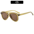 Fashionable oversized aviator sunglasses with amber frames and brown tinted lenses - Olive Green Frame Tea Lens