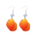 Detail view of cartoon fried chicken leg earrings with silver hooks on white background - Cartoon Turkey Leg