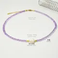 Purple crystal beaded necklace with freshwater pearl and 316L stainless steel chain - Pearl Crystal Style / 38+5cm / Purple