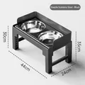 Adjustable black elevated pet feeder with two stainless steel bowls for large dogs - Double Stainless Steel - Black