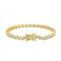 Golden S925 sterling silver heart-shaped tennis bracelet with sparkling white zircon - 3mm 14k Gold 16.5cm Approx. 9g