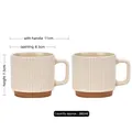 Vertical striped ceramic mug set in cream white and clay brown finish with 260ml capacity - Set of 2 (Miduohuang Beige)