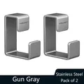 Two gunmetal grey stainless steel J-shaped wall hooks in a matte finish for storage - Stainless Steel Basin Rack / 2 Pcs/Set / Gunmetal
