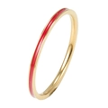 0.7mm minimalist 14K gold plated titanium ring with vibrant red enamel inlay - Red Enamel Inlay