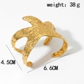 Detailed size and weight view of gold starfish bangle with unique bubble texture finish - Starfish Shape (A1189) / Gold