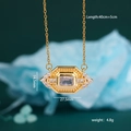 Elegant gold flag pendant necklace with sparkling rhinestones and detailed dimensions - Clear White Octagon Style