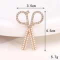Creative gold scissor brooch with white pearls and sparkling rhinestones for accessories - Gold Pearl Scissor