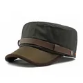 Vintage dark grey cadet cap with brown leather strap and contrast visor detail - Adjustable / Black