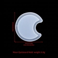 Translucent moon-shaped silicone mold for DIY resin jewelry, 57x52mm size details - Moon Quicksand Mold LS#01