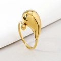 Eleganter goldener offener Tropfenring aus Titanstahl mit poliertem Wassertropfen-Design - US 6 / Gold Wassertropfen