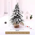 35cm Mini-Weihnachtsbaum mit Schneeeffekt und natürlichem Sockel aus Sackleinen - 35cm Mit Sackleinen Umwickelter Schneezedernbaum
