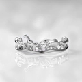 Japanese style silver elephant and giraffe circus animal ring on reflective white surface - US 6 / White Gold