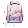 Pink unicorn school backpack for girls grades 1-3 dimensions 26x13.5x37cm - Large (Suitable for Grades 1-3) / Light Purple