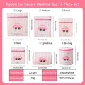 Size chart for 6-pack mesh laundry bags with various dimensions and cute pink prints - Pink Car 6-Piece Set (Mini+S+M+L+Cylindrical+Bra Bag)