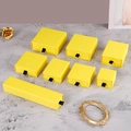 Elegant bright yellow drawer-style jewelry box with black ribbon pull for rings and necklaces - 5.5x5.5x4cm / Yellow